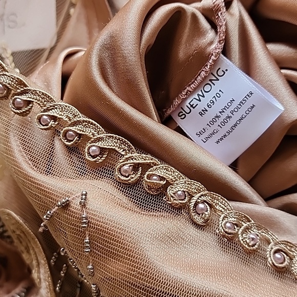 Sue Wong Sunning Sequin Beaded Mini Cocktail Dress size 2 sandalwood color - Picture 12 of 17